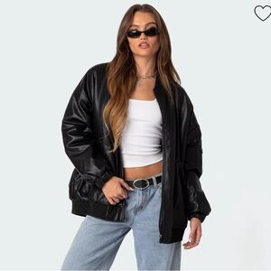 EDIKTED black leather bomber jacket